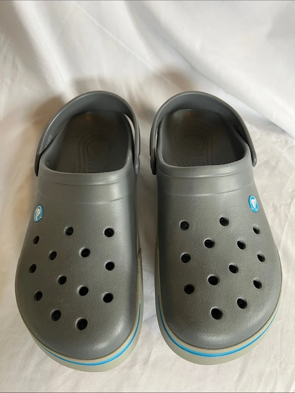 Mens Gray Waterproof Clogs with Light Blue Trim New Without Tags Never Worn - Picture 1 of 6